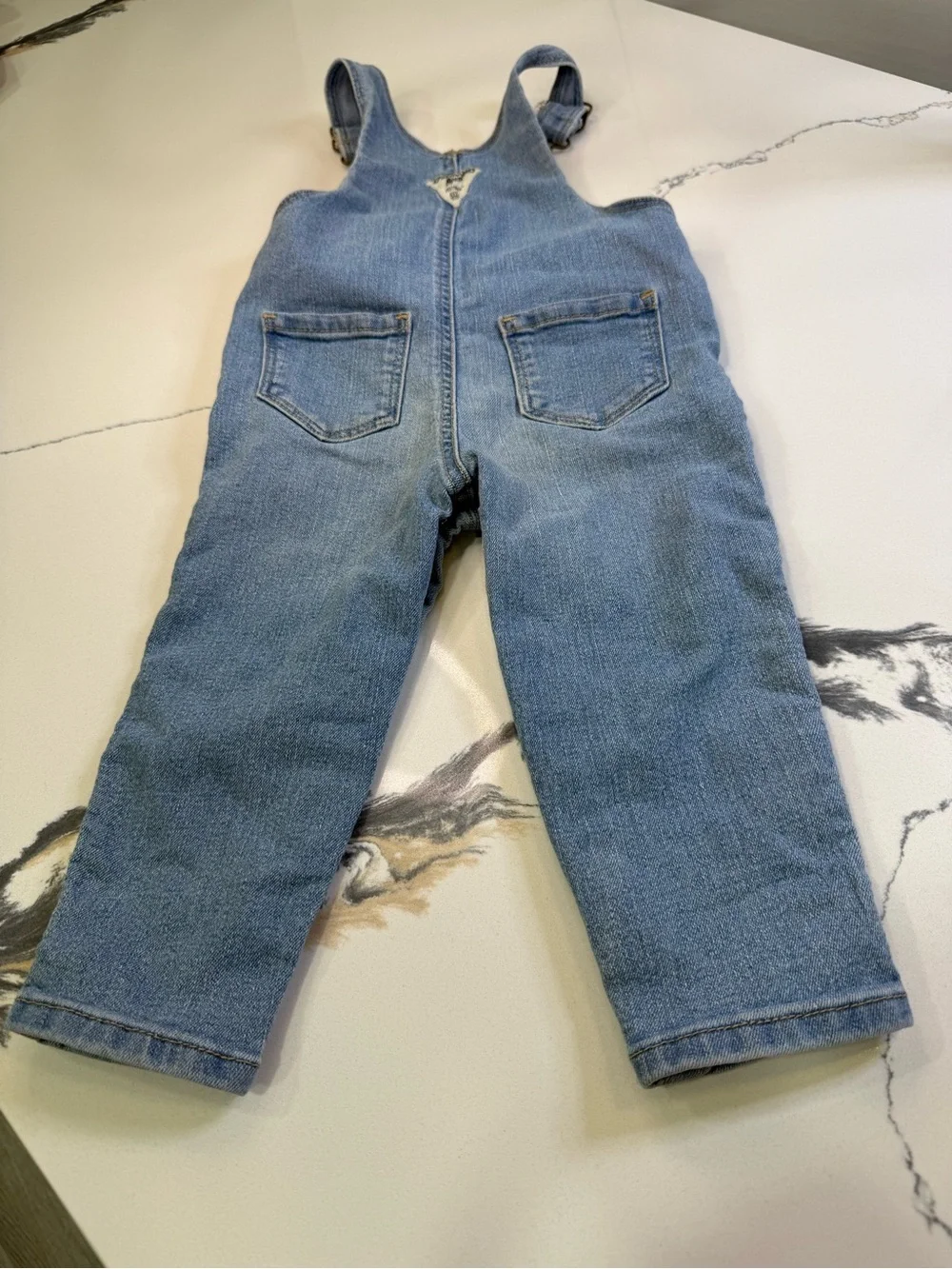 OshKosh B'gosh Denim Bib Overall Girls 18M Blue With Flowers